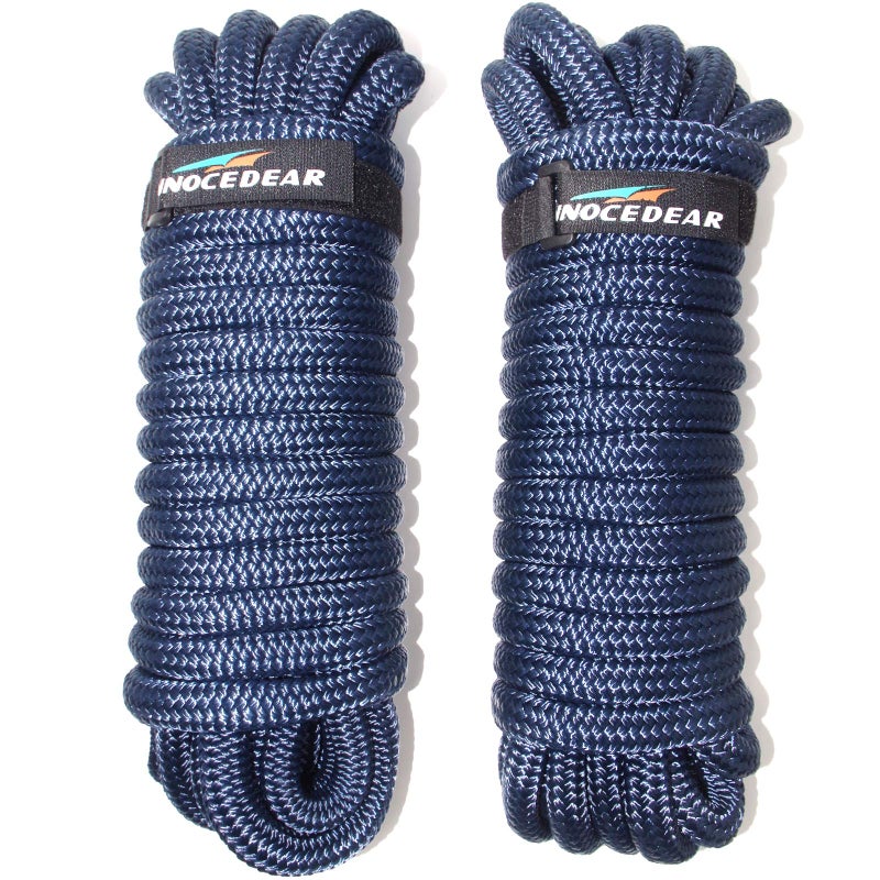 INNOCEDEAR 2 Pack Premium Navy Blue Dock Lines - 5/8" x 35' with Eyelet.Double Braided Nylon Dock Line/Mooring Lines.Hi-Performance Marine Boats Ropes - Image 1